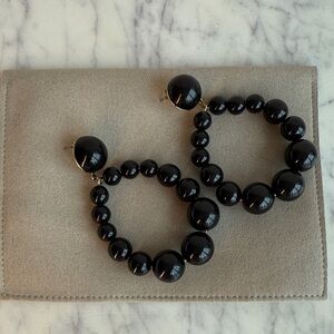 Sezane  Charlie Black Beaded Hoop Earrings